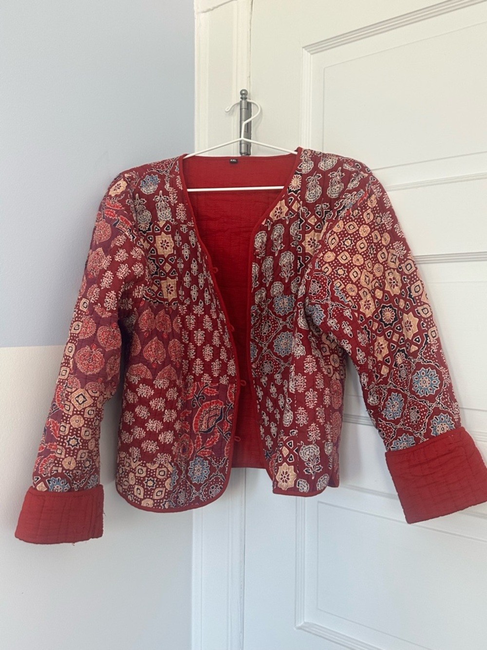 Quilted Red Patterned Women's Jacket